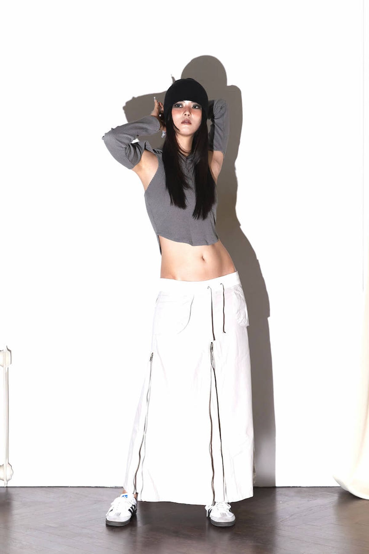 딥인블루(DEEPINBLUE) ZIP WASHED SKIRT IVORY