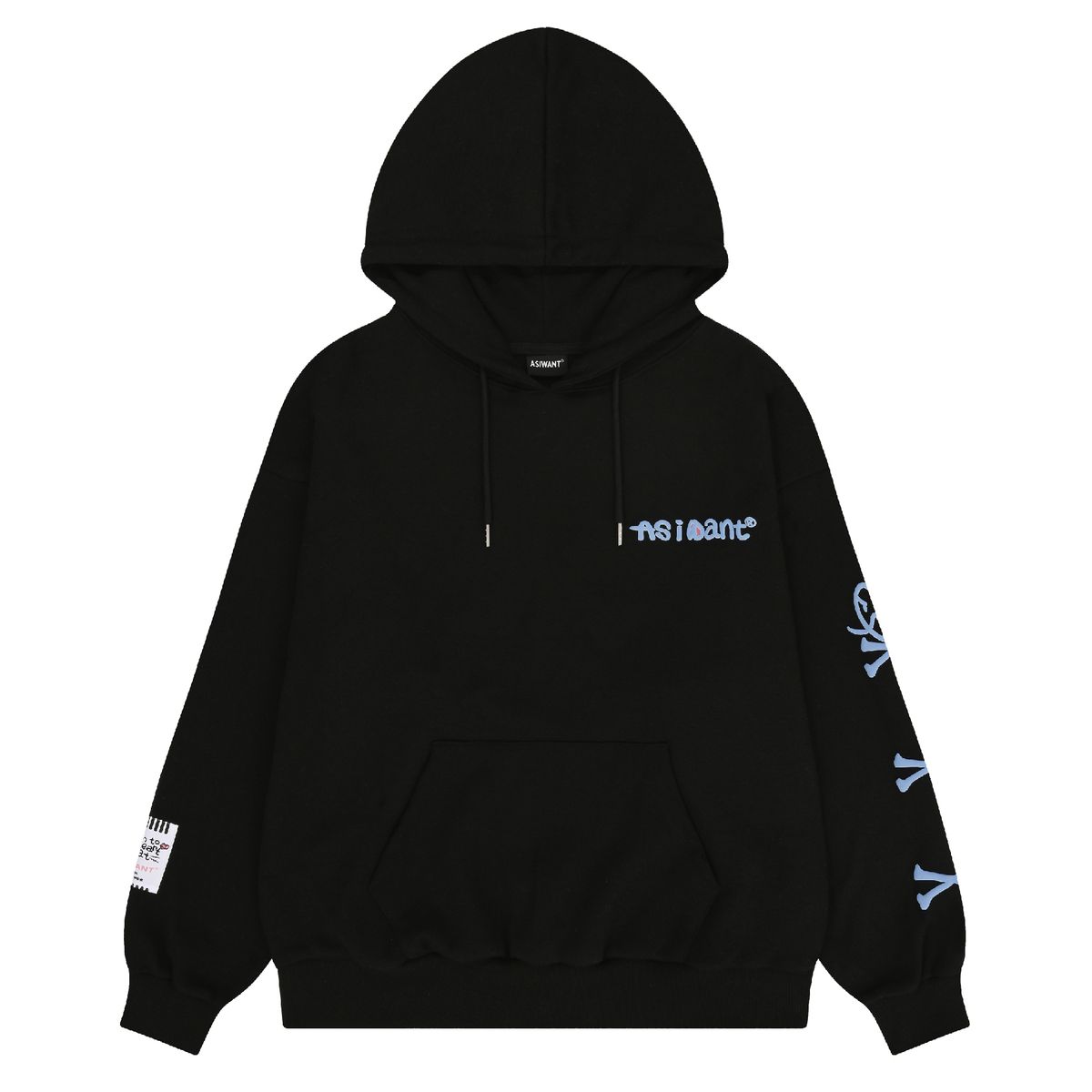 에즈아이원(ASIWANT) SKELETON HOODIE BLACK