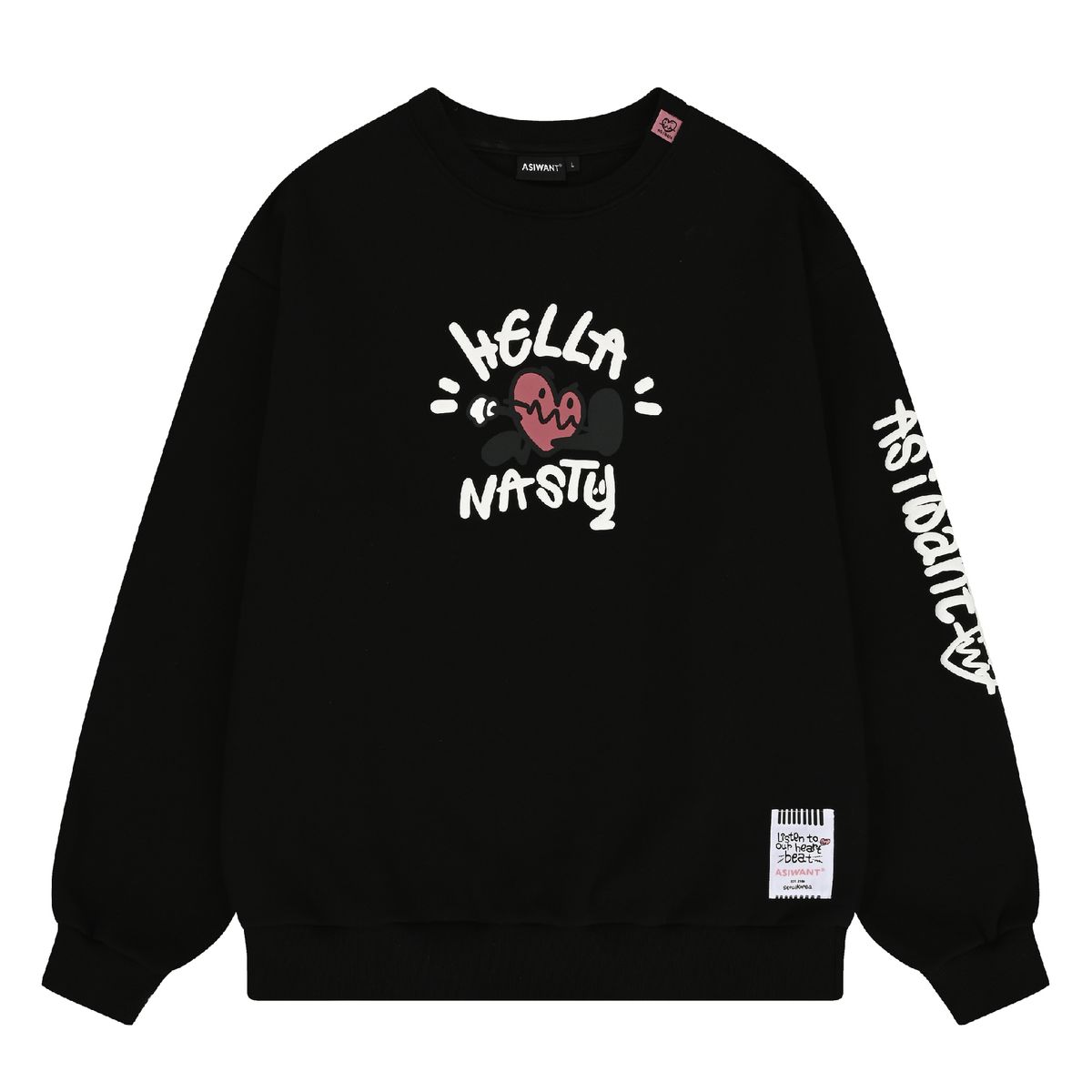 에즈아이원(ASIWANT) HELLA NASTY SWEATSHIRT BLACK