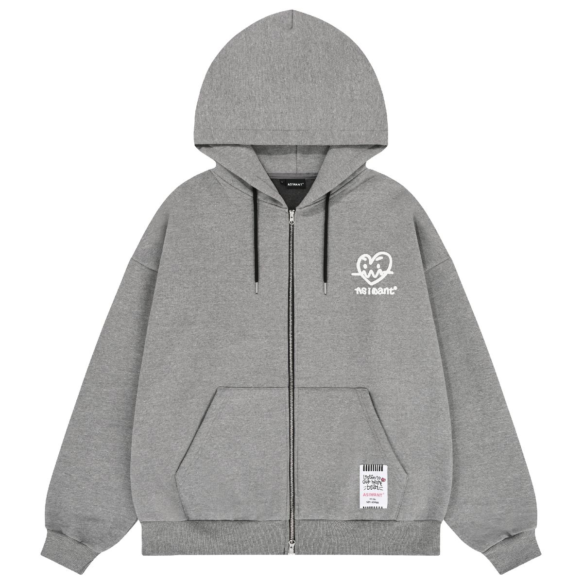 에즈아이원(ASIWANT) AIW LOGO ZIP-UP JACKET GREY