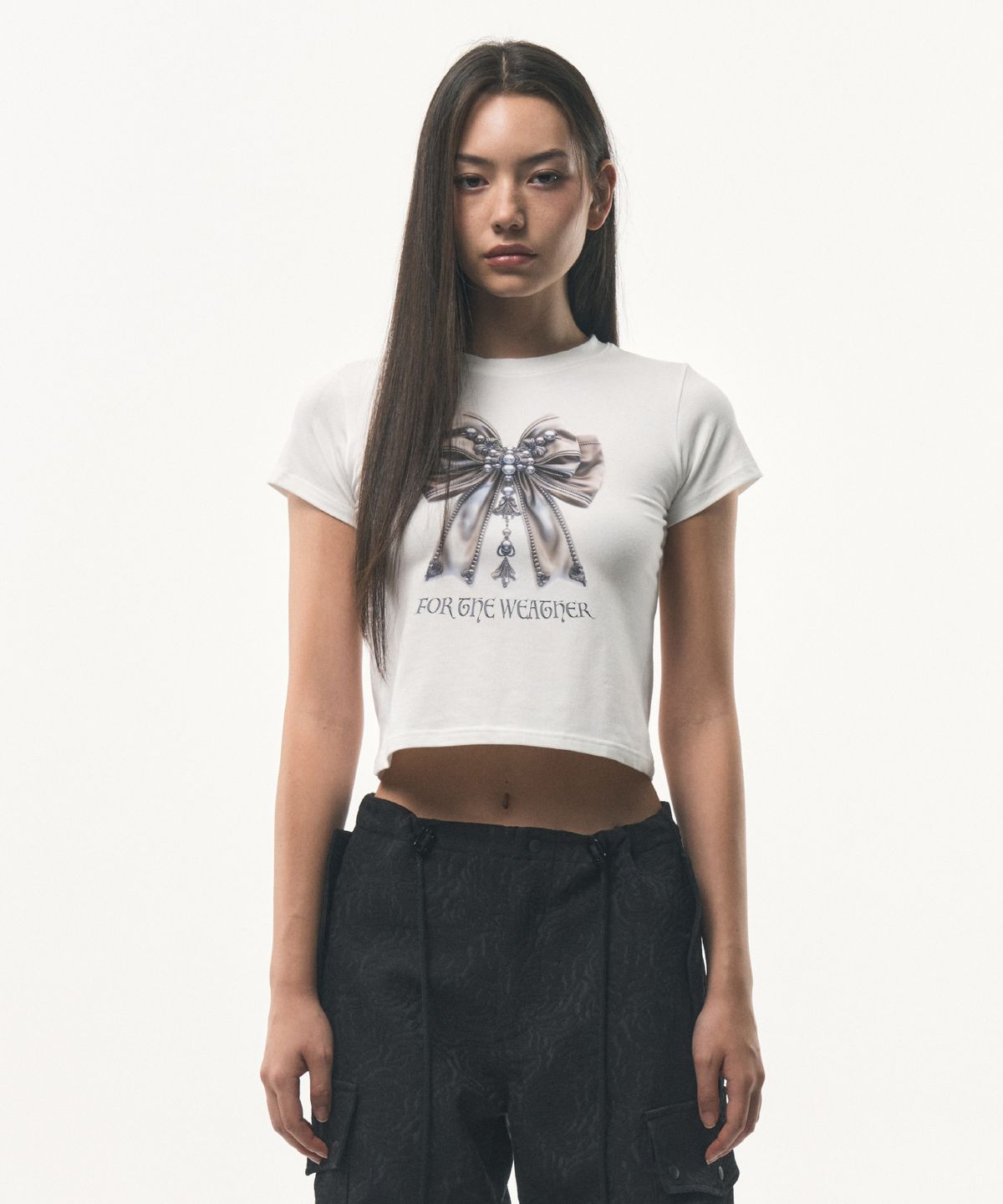 포더웨더(FOR THE WEATHER) FTW ribbon T-shirt (ivory)
