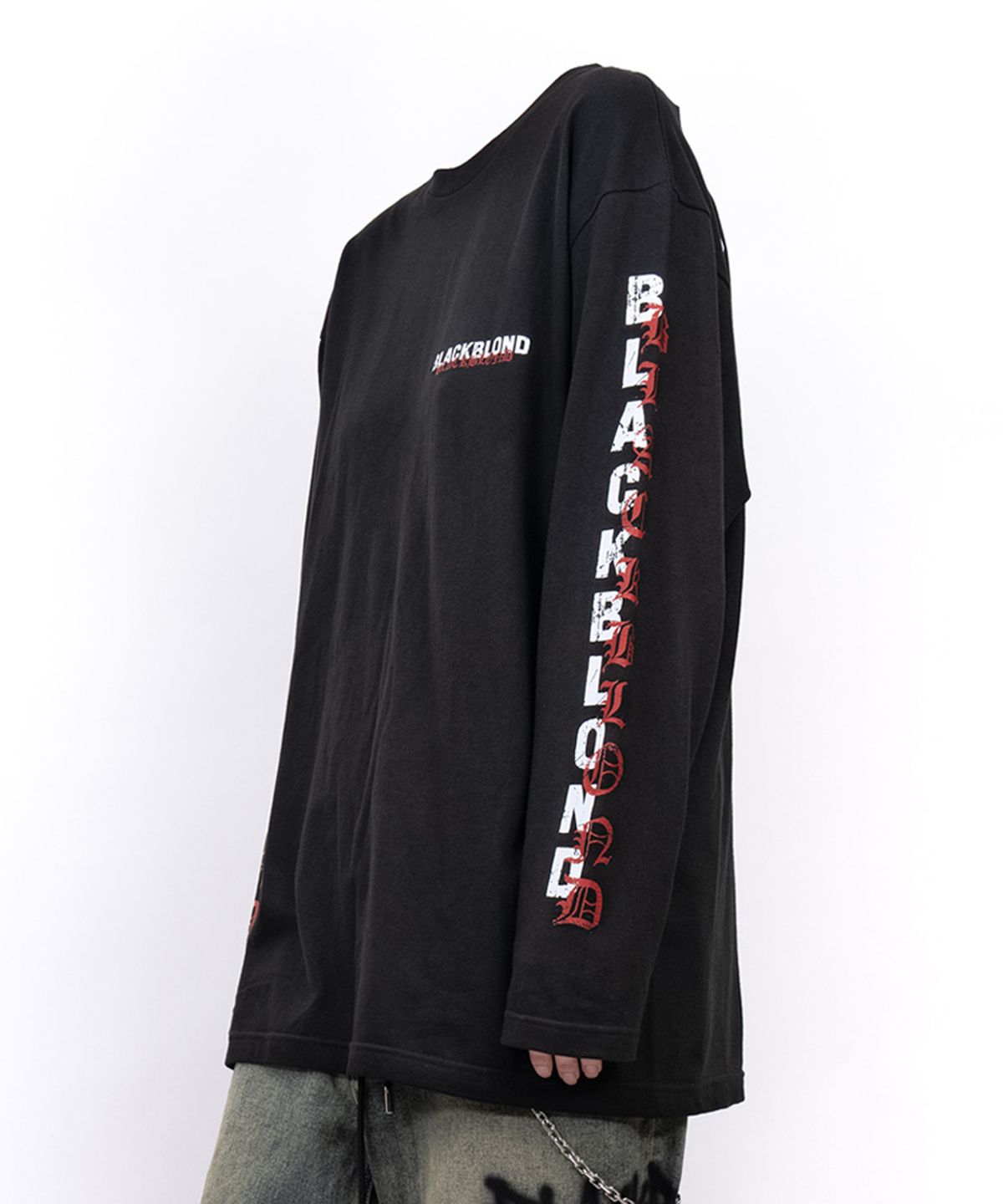 블랙블론드(BLACKBLOND) 비비디 오버랩 로고 긴팔티 (블랙)