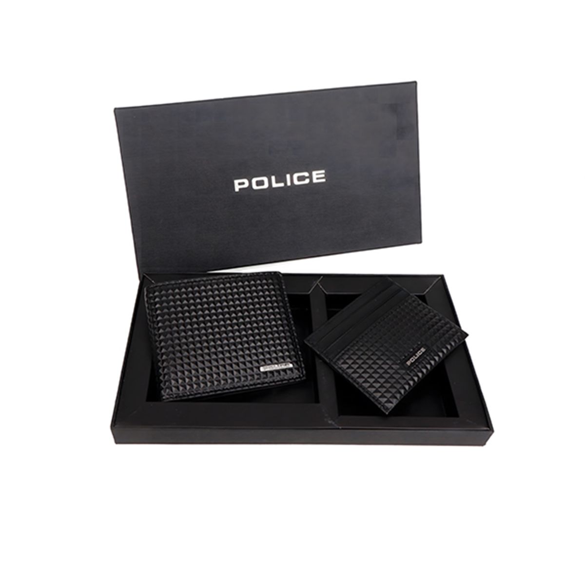 폴리스(POLICE) PYRAMID SLIM WALLET-BLACK+PYRAMID CREDIT CARD CASE - BLACK