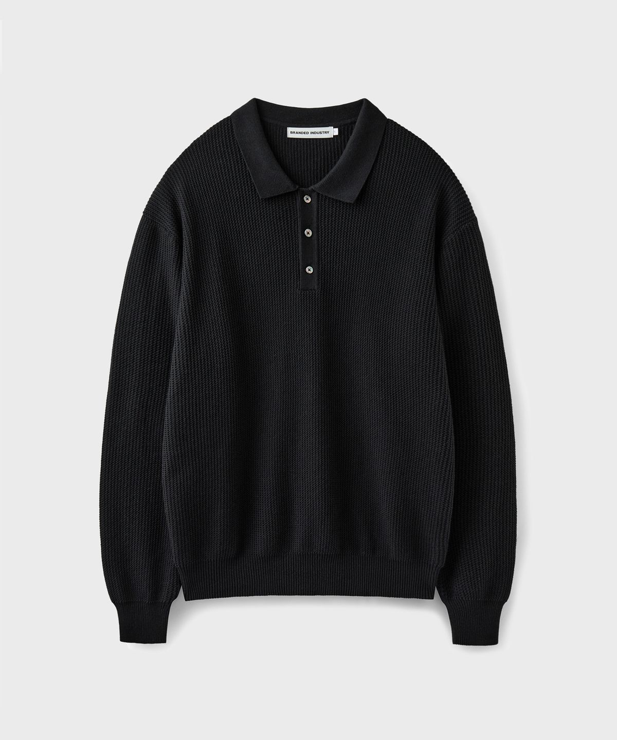 브랜디드(BRANDED) HARD TWIST LOUNGE POLO KNIT [BLACK]