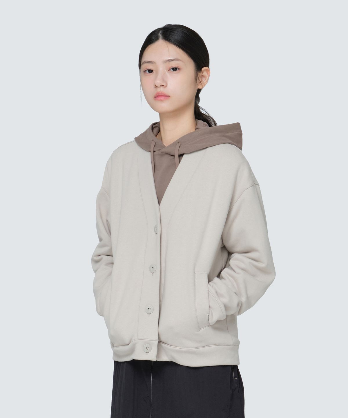 스노우피크 어패럴(SNOWPEAK APPAREL) 여성 브이넥 가디건 (S24FWFFJ63) Light Beige