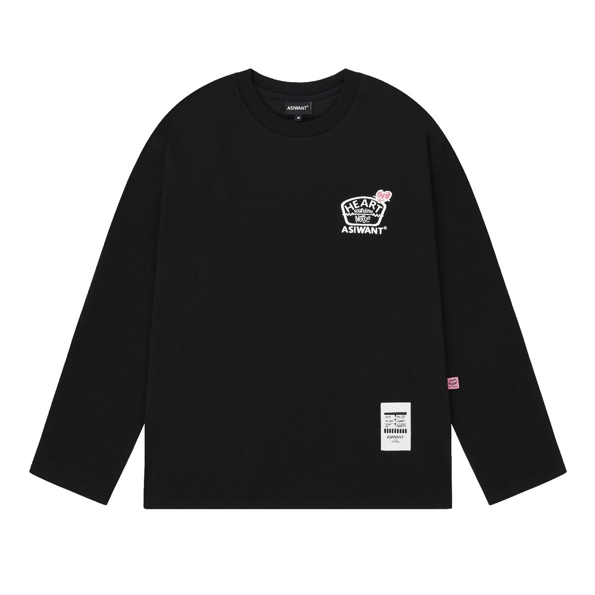 에즈아이원(ASIWANT) HEART SOUNDING NOISES ROUND T-SHIRT BLACK