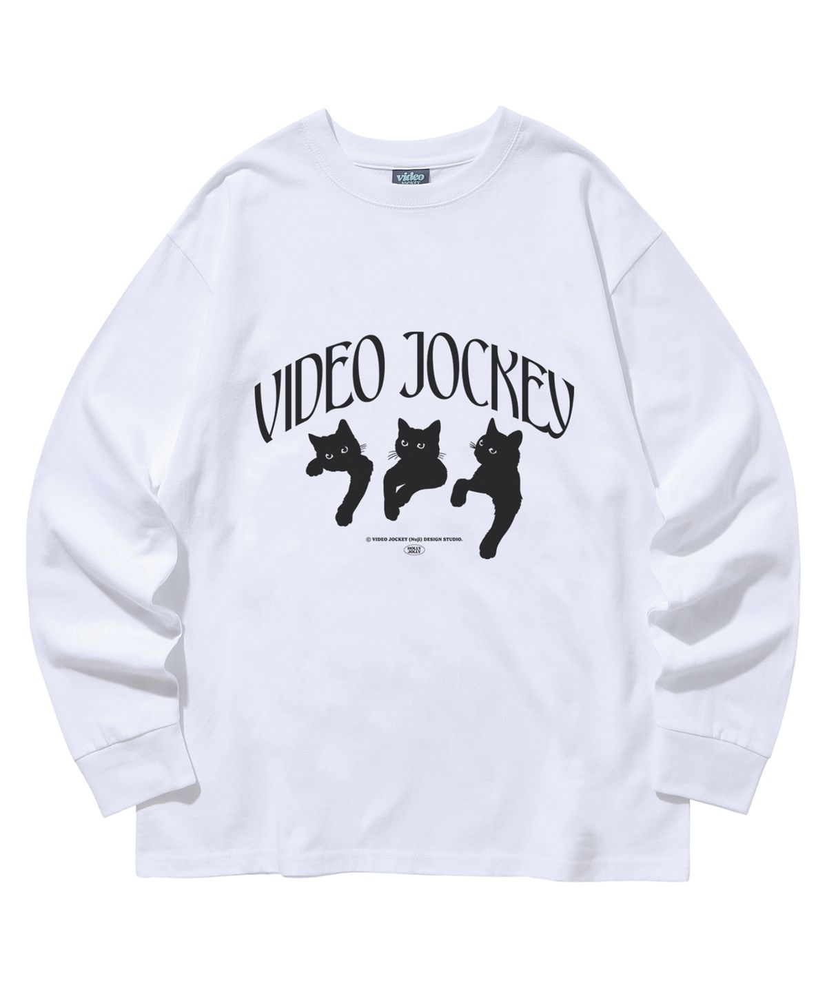 비디오자키(VIDEO JOCKEY) 냥냥냥 LS 티셔츠 [화이트]
