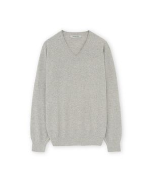 엑스트라 슈퍼 파인 브이넥 니트, 라이트 그레이