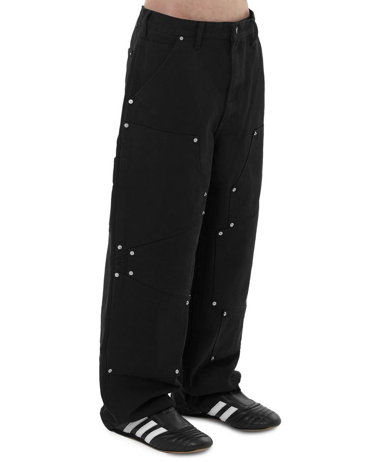 IRREGULAR RIVET CARPENTER PANTS - BLACK