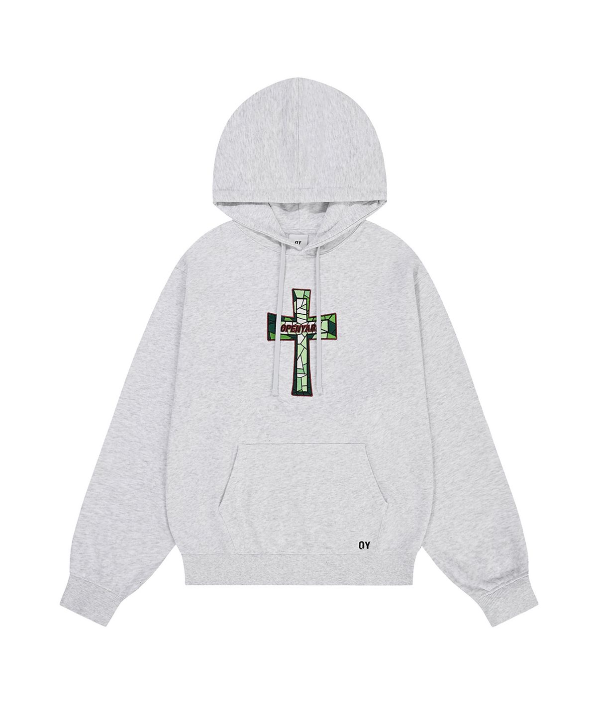 오픈야드(오와이)(OPENYARD(OY)) STAINED GLASS CROSS HOODIE - LIGHT MELANGE
