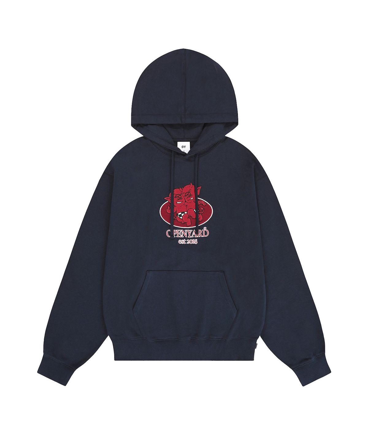 오픈야드(오와이)(OPENYARD(OY)) TWO DEVILS LOGO HOODIE - NAVY
