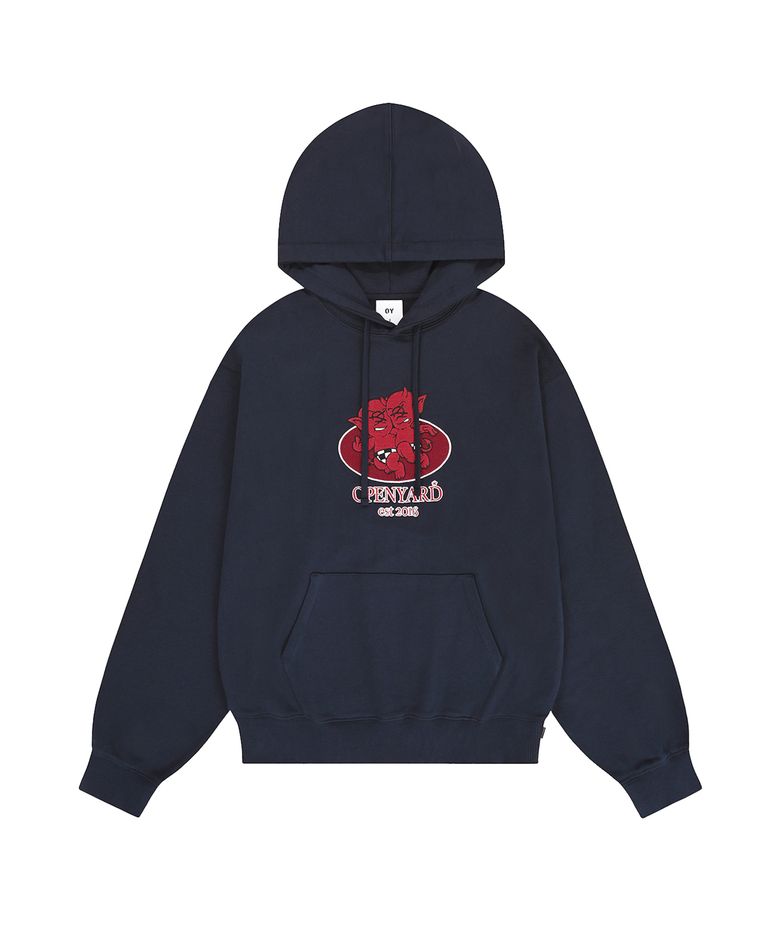 TWO DEVILS LOGO HOODIE - NAVY