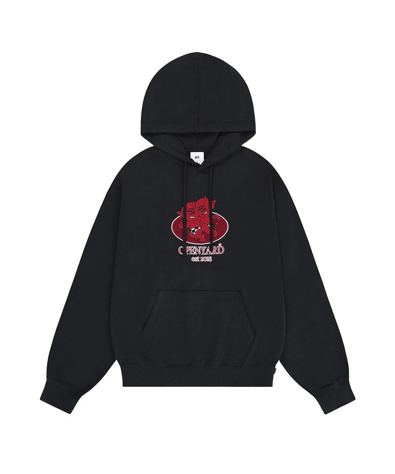 TWO DEVILS LOGO HOODIE - BLACK