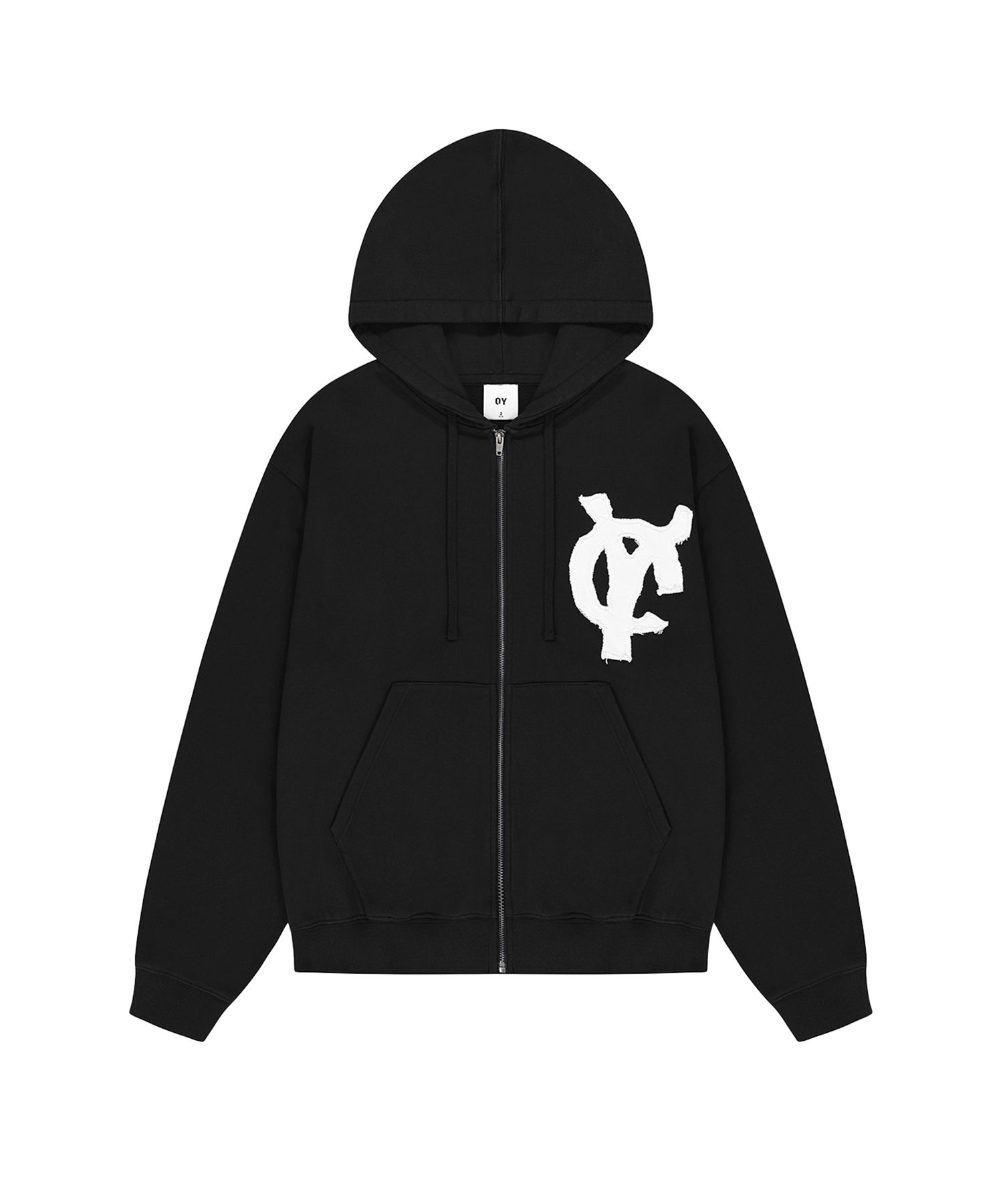 MUSINSA | OY LOGO PATCH HOODIE ZIP UP - BLACK
