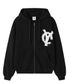 LOGO PATCH HOODIE ZIP UP - BLACK
