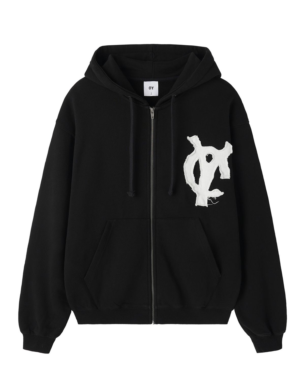 오픈야드(오와이)(OPENYARD(OY)) LOGO PATCH HOODIE ZIP UP - BLACK