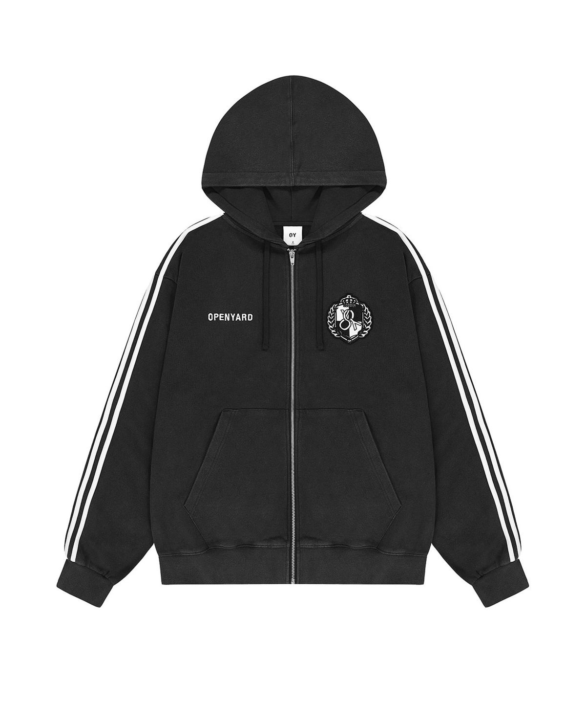 오픈야드(오와이)(OPENYARD(OY)) ATHLETIC HOODIE ZIP UP - WASHED BLACK