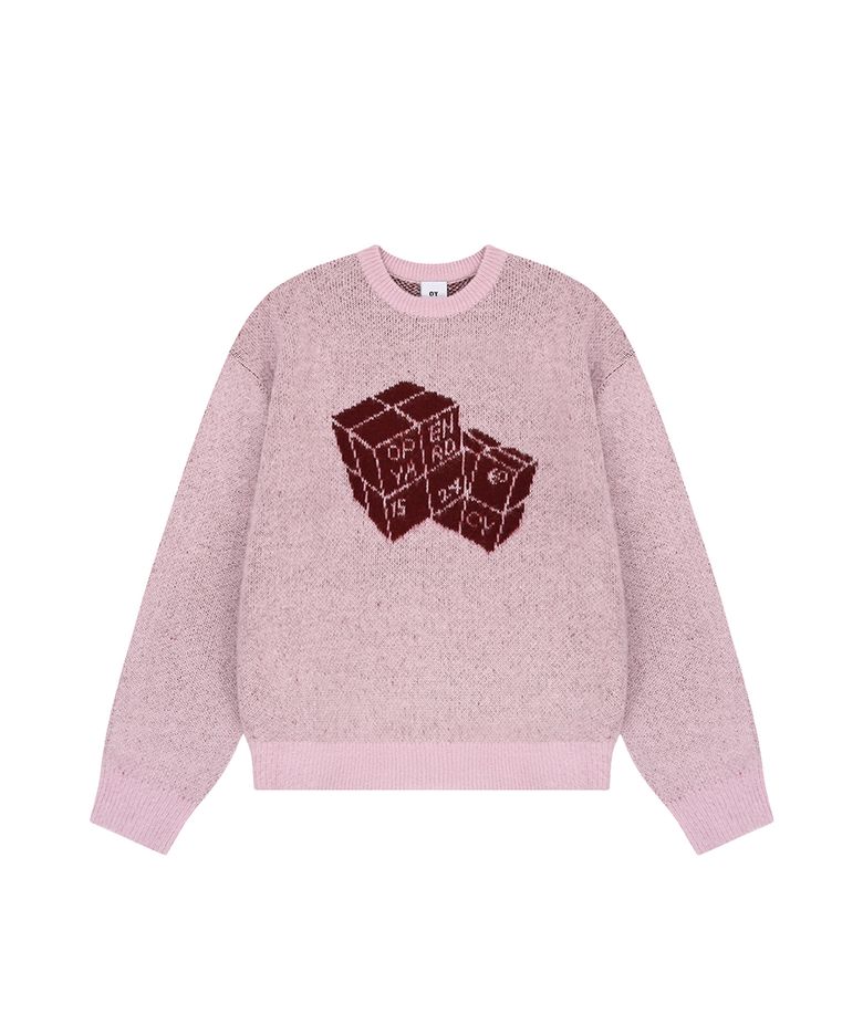 HAIRY DUAL CUBE KNIT - PINK