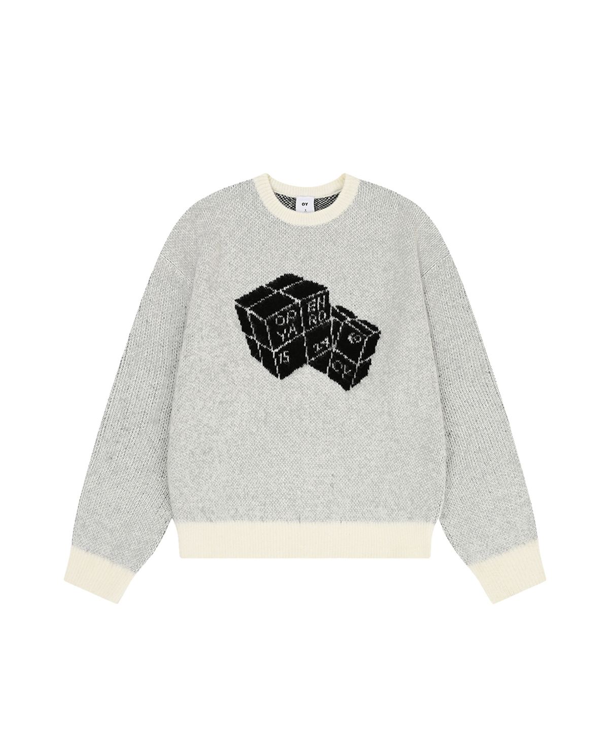 오픈야드(오와이)(OPENYARD(OY)) HAIRY DUAL CUBE KNIT - IVORY