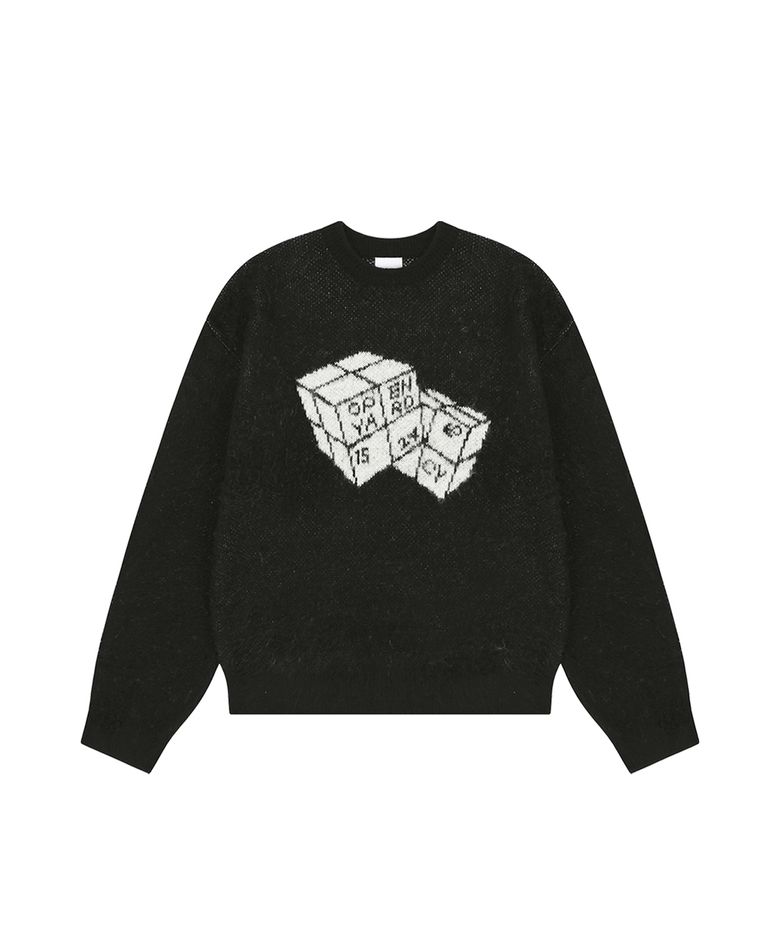 HAIRY DUAL CUBE KNIT - BLACK
