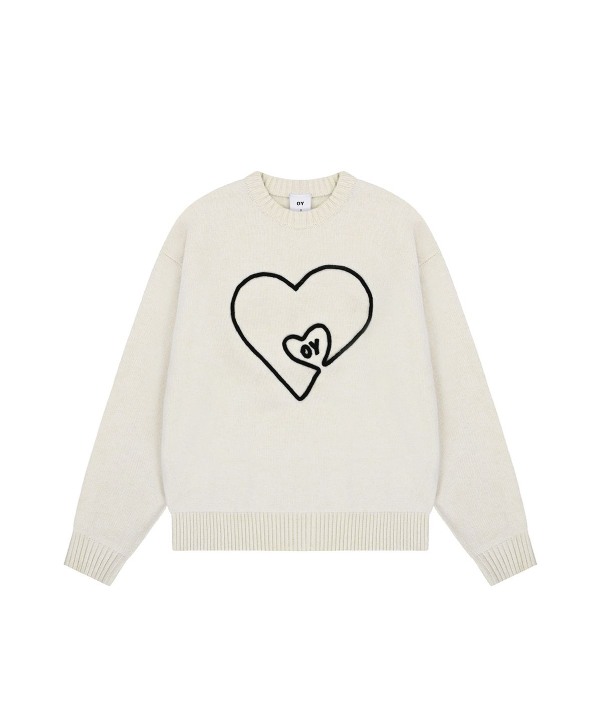 오픈야드(오와이)(OPENYARD(OY)) HEART HANDLE EMBROIDERED KNIT - IVORY