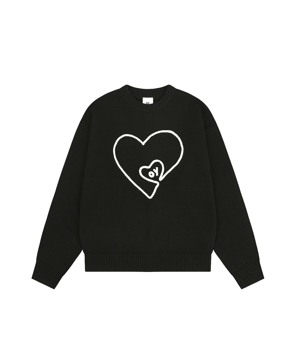 오픈야드(오와이)(OPENYARD(OY)) HEART HANDLE EMBROIDERED KNIT - BLACK