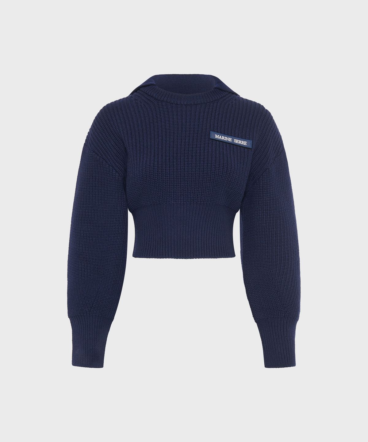 마린 세르(MARINE SERRE) (W) MS 하프 카디건 니트 세일러 스웨터 네이비 MS HALF CARDIGAN KNIT SAILOR SWEATER NAVY