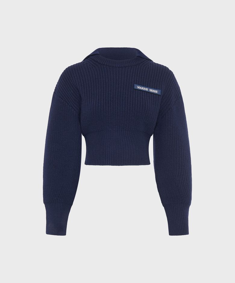 (W) MS 하프 카디건 니트 세일러 스웨터 네이비 MS HALF CARDIGAN KNIT SAILOR SWEATER NAVY