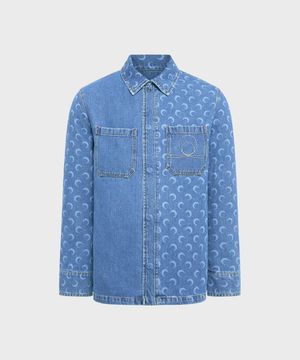 (M) 레이저 데님 오버셔츠 라이트 블루 MOON LASER DENIM OVERSHIRT LIGHT BLUE