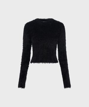 (W) 와일드 퍼피 니트 피티드 스웨터 블랙 WILD PUFFY KNIT FITTED SWEATER BLACK