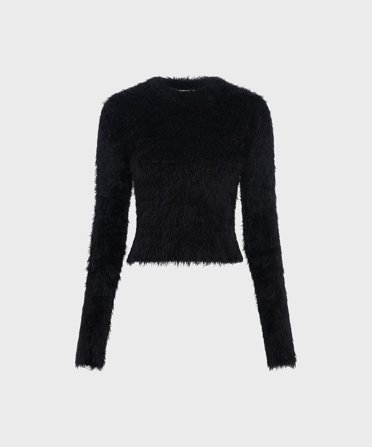 마린 세르(MARINE SERRE) (W) 와일드 퍼피 니트 피티드 스웨터 블랙 WILD PUFFY KNIT FITTED SWEATER BLACK