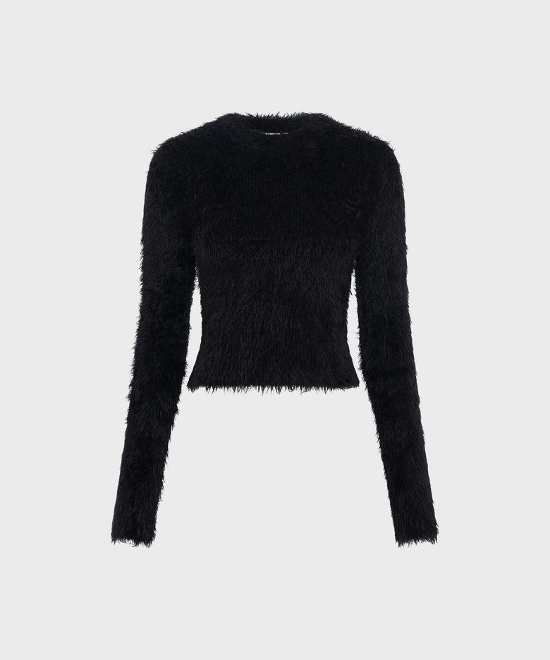 (W) 와일드 퍼피 니트 피티드 스웨터 블랙 WILD PUFFY KNIT FITTED SWEATER BLACK