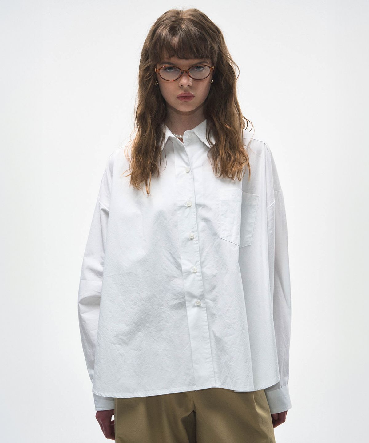 닐라이즈(NEALIZE) Oversized Cotton Shirt White