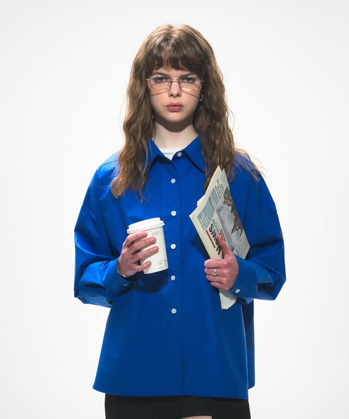 닐라이즈(NEALIZE) Oversized Cotton Shirt Blue