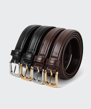 우먼즈 라운디드 스퀘어 신세틱 레더 슬림 벨트_20mm