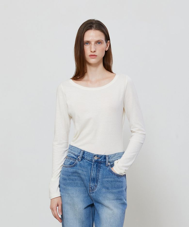 SOFT WIDE NECK T-SHIRTS - IVORY