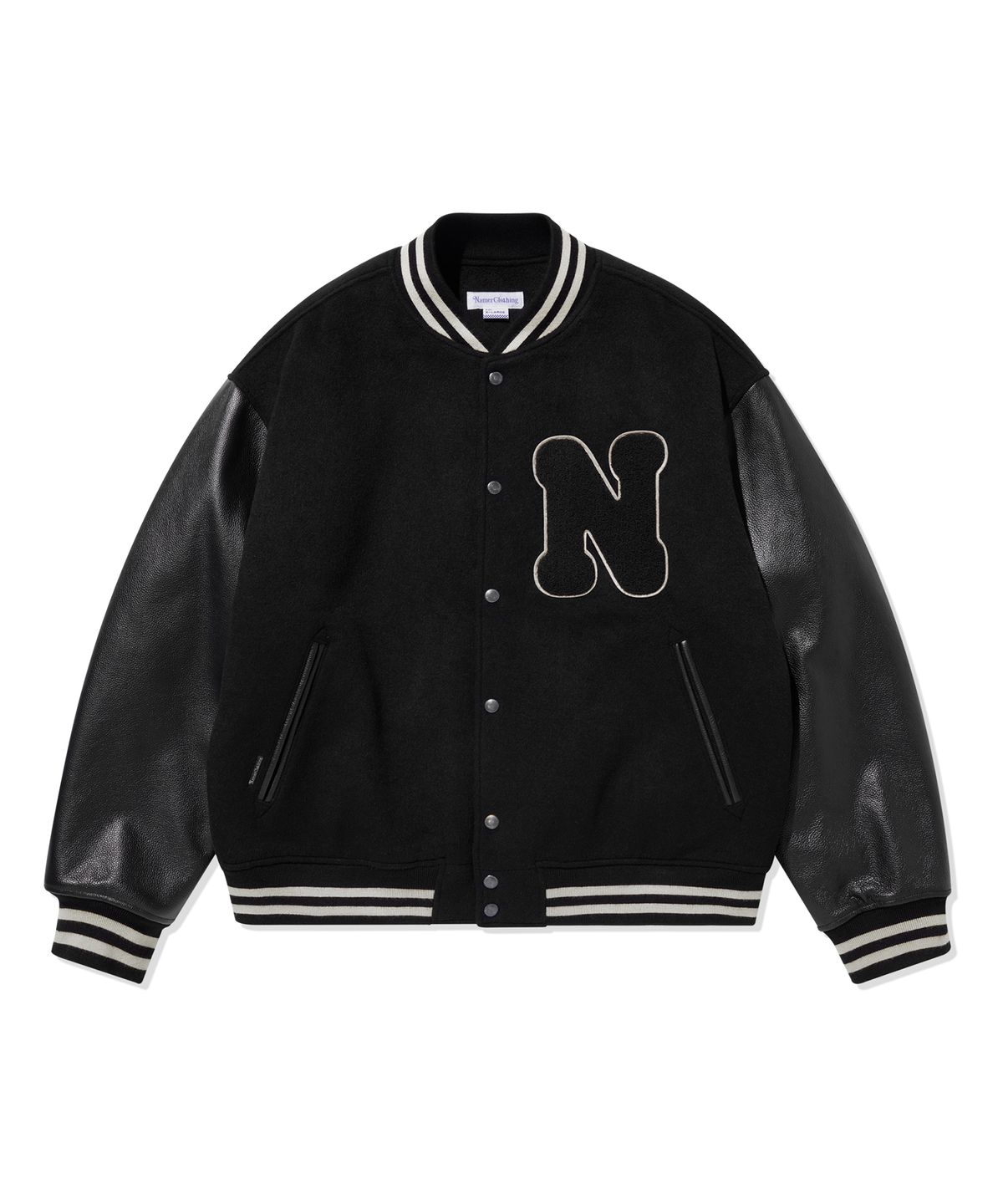 네이머클로딩(NAMERCLOTHING) N BOUCLE VARSITY JACKET BLACK