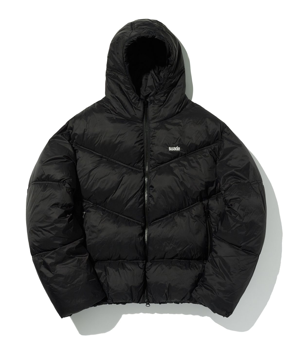 스웨이드(SUADE) HOODED PUFFER JACKET [BLACK]