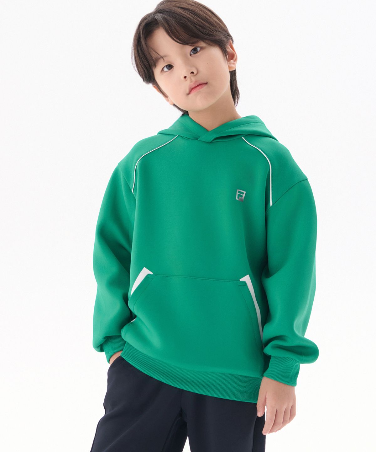 휠라 키즈(FILA KIDS) PF 쿠션지 후드 맨투맨(FK2POG3302MGRN)