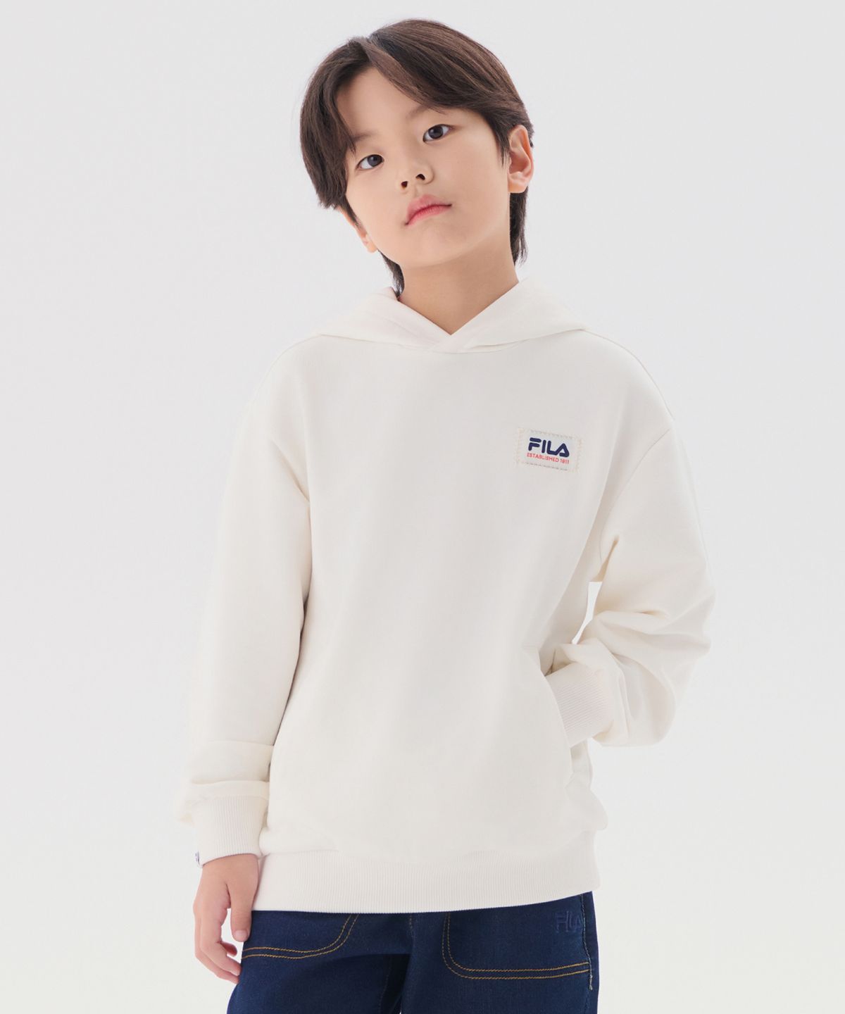 휠라 키즈(FILA KIDS) 베이직 후드 맨투맨(FK2POG3103XCRM)