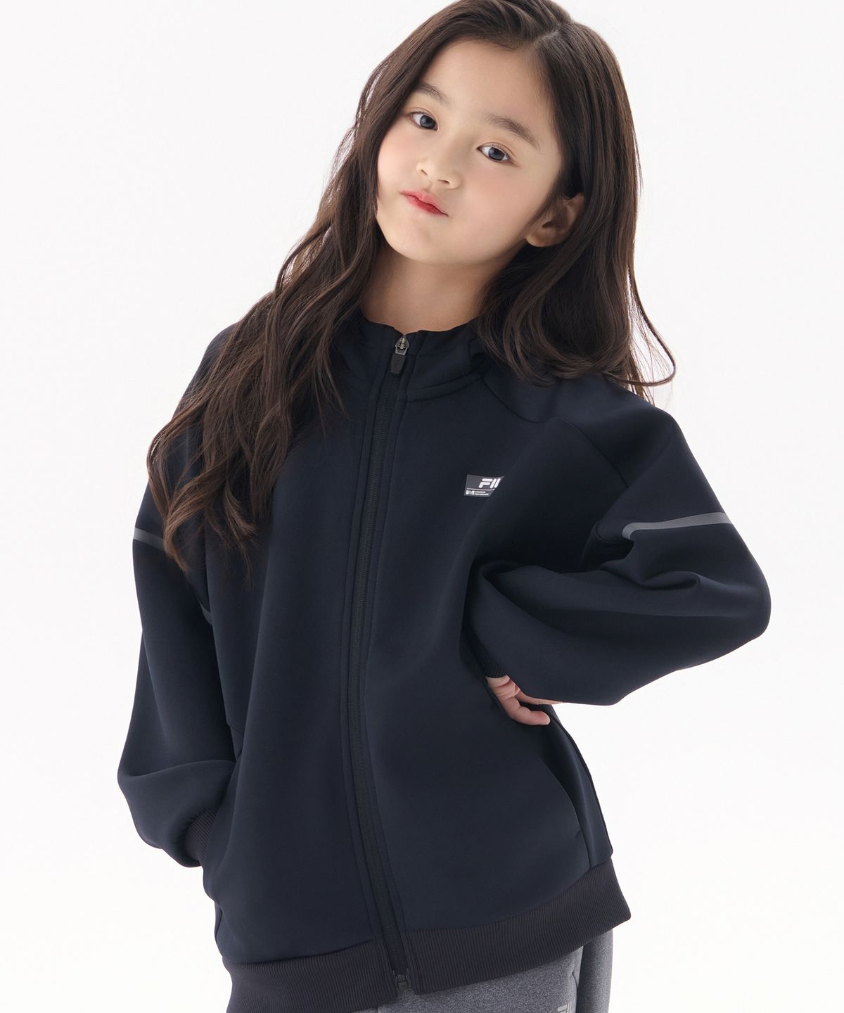 휠라 키즈(FILA KIDS) PF 쿠션지 후드 집업(FK2FTG3301MBLK)