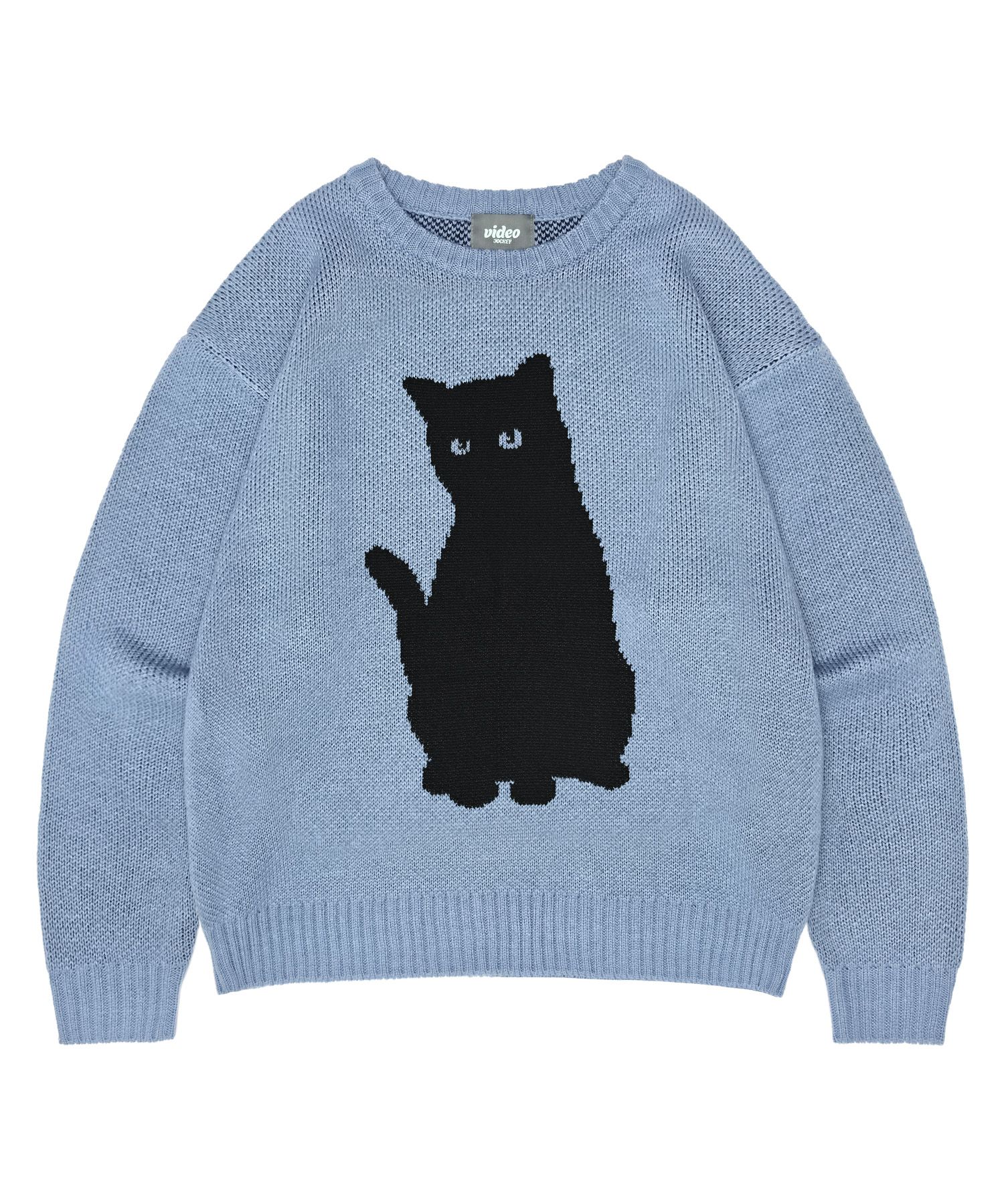 MUSINSA公式 | VIDEO JOCKEY 黒猫ニットスウェット[ブルー]
