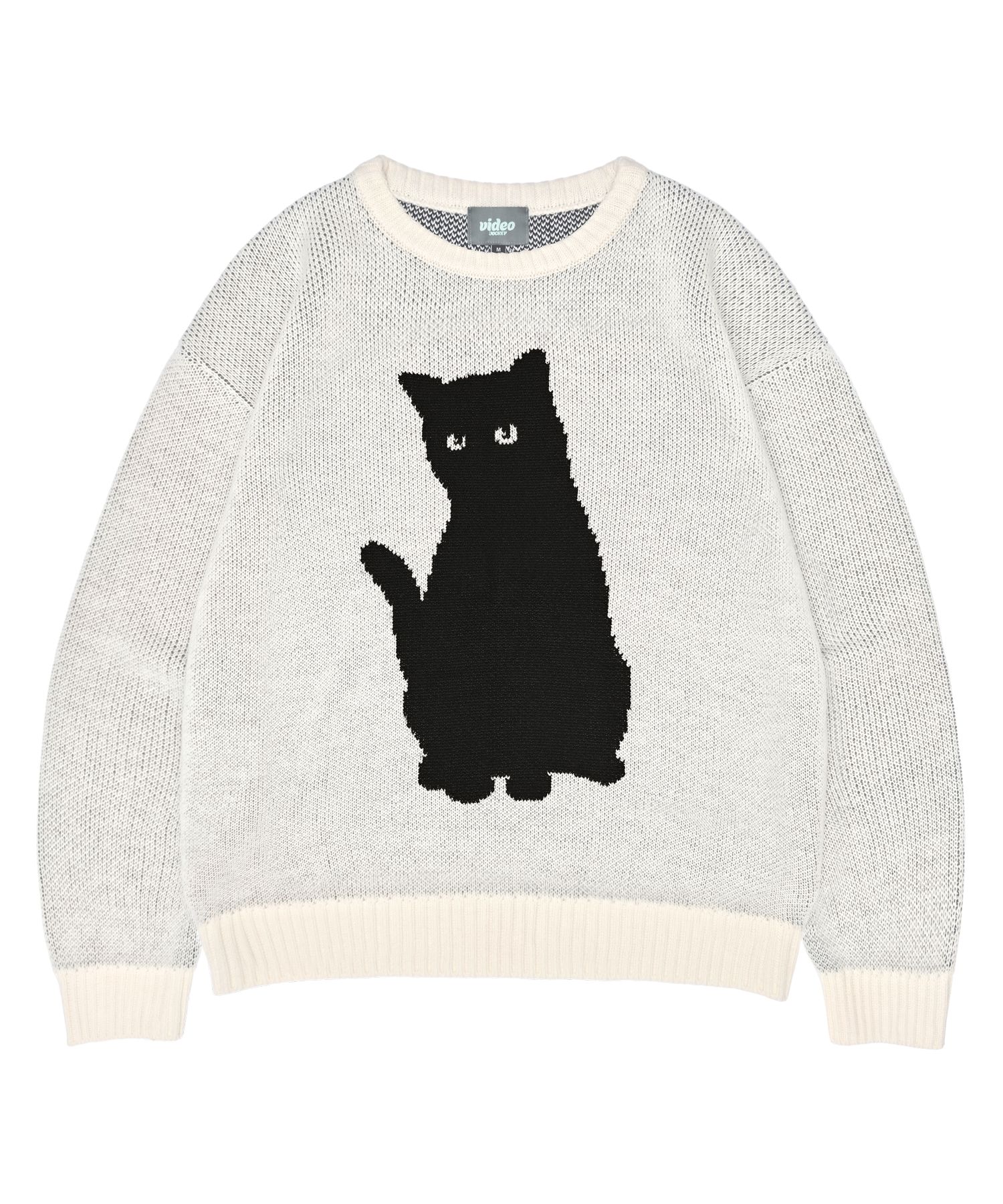 MUSINSA公式 | VIDEO JOCKEY 黒猫ニットセーター[アイボリー]