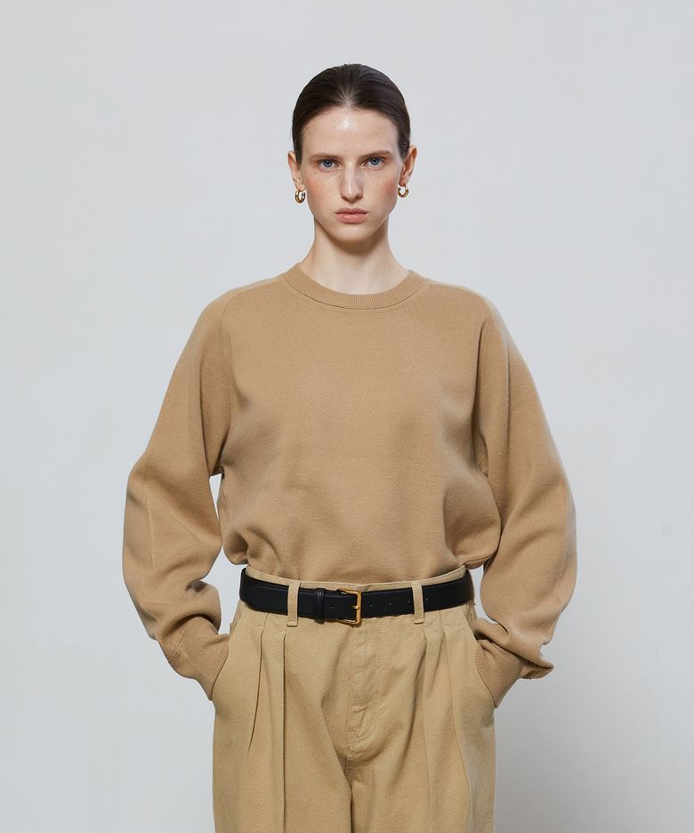 BASIC REGLAN KNIT SWEATER - BEIGE