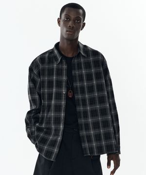 브러쉬드 체크 오버핏 셔츠 (3color)