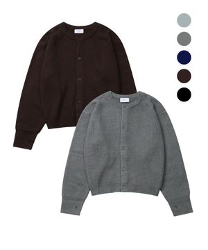 핑거홀 울 라운드 니트 가디건 (5color)