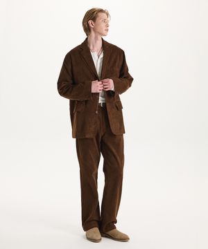 [SET][ 블레이저 OR 초어자켓 선택] 오버사이즈 코듀로이 셋업 (브라운)