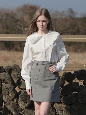 RAMENA embroidered shawl collar shirt