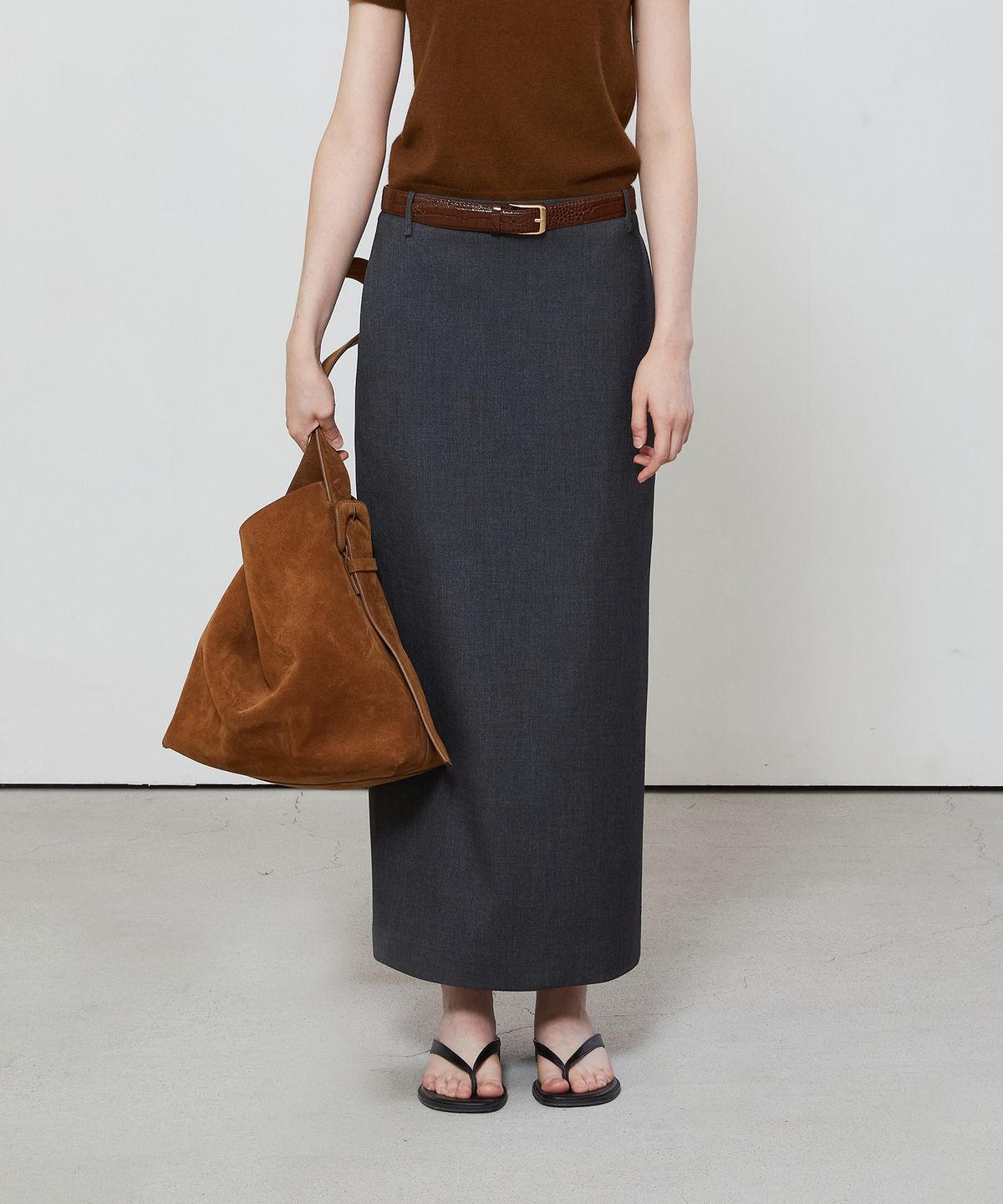 노티아(NOTIA) STANDARD FIT LONG SKIRT - GRAY