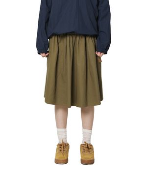CORDUROY POINT COTTON WORK MIDI SKIRT (KHAKI)